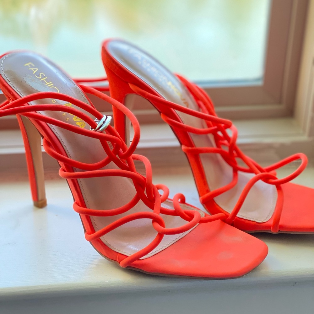 Neon orange fashion nova heels